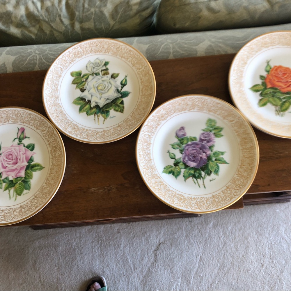 8 beautiful  The Edward Marshall Boehm  Rose plate collection.